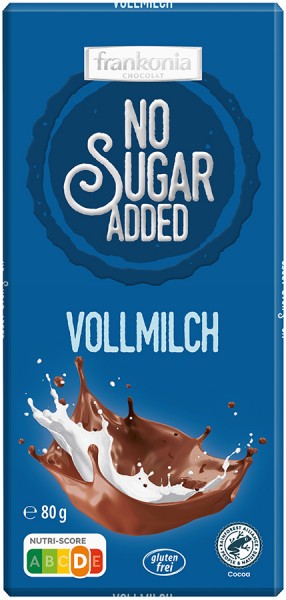 No Sugar Added Schokolade Vollmilch 80g