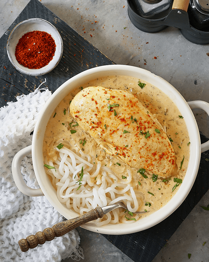 REZEPT: 5 Kalorien Nudeln mit Butter Chicken