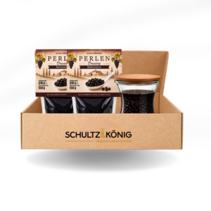 Balsamico Perlen Set Premium – 2x 310g Balsamico Perlen + Vorratsglas 370 ml mit Holzdeckel & Gravur
